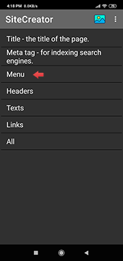 Set the name of the menu pages.